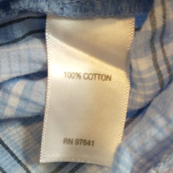 J Jill Top Women's Small Blue Check Plaid Button-Up Cotton Long Sleeve Shirt - Picture 12 of 16